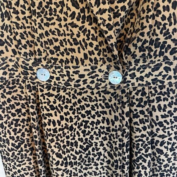 VTG 90s Silk Cheetah Dress 14 Short Sleeve Print Career Eclectic Artsy twee Midi - Picture 6 of 11